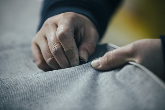 The Realign ‘Structure Selvedge’ fabric unrav eled